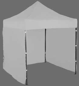 Pavilion de grădină 2x2m – din oțel, 3 pereţi laterali, Gri / antracit
