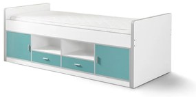 Set BONNY conține Pat copiiul cabină în turcoaz și somiera asortată.