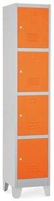 Dulap metalic - 4 cutii, 38 x 45 x 195 cm, picioare fixe, încuietoare cilindrică, portocaliu - ral 2004