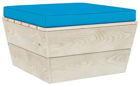 Set mobilier gradina din paleti cu perne, 7 piese, lemn molid Albastru deschis, 2x colt + 2x mijloc + masa + 2x suport pentru picioare, 1