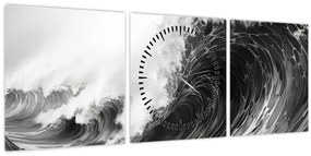 Tablou - Pictura valurilor (cu ceas) (90x30 cm)