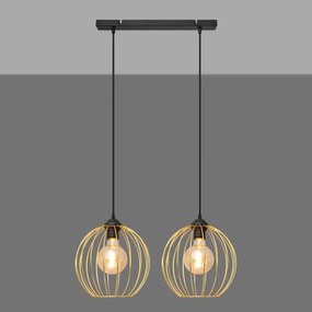 Lustră pe cablu MERCURE 2xE27/15W/230V negru/auriu