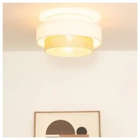Plafonieră BOHO, 1 x E27, 60 W, 230 V, Ø 40 cm, alb/jută