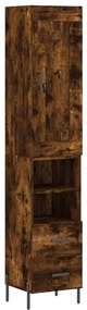3200270 vidaXL Dulap înalt, stejar fumuriu, 34,5x34x180 cm, lemn prelucrat