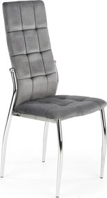 Scaun tapitat K416, gri/argintiu, stofa catifelata/metal, 43x54x101 cm