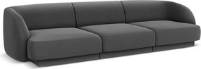 Canapea 3 locuri, Miley, Micadoni Home, BL, 259x85x74 cm, catifea, gri