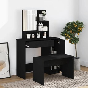 802958 vidaXL Masă de toaletă cu oglindă, negru, 86,5x35x136 cm