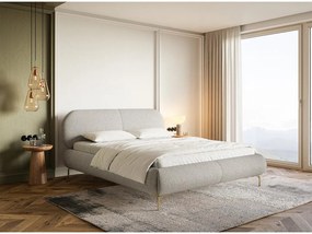 Pat matrimonial 180 cm Octave 180B (cu somieră) (deschis gri + auriu). 1099972