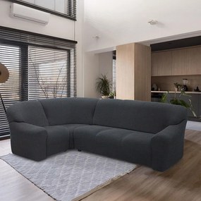Huse super elastice HARMONIA antracit colțar (l. 340 - 540 cm)