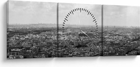 Tablou - Acoperișuri clădirilor din Paris (cu ceas) (90x30 cm)