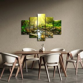 Tablou cu râul în pădurea verde (150x105 cm)