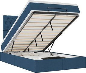 vidaXL Cadru de pat otoman cu saltea 120x190 cm țesătură albastră