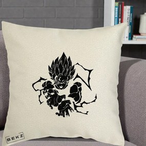 Perna Personalizata Dragon Ball Goku Super Saiyan Silueta, 40x40 cm, Ecru, Husa Detasabila, Perna Inclusa, BEKZ®