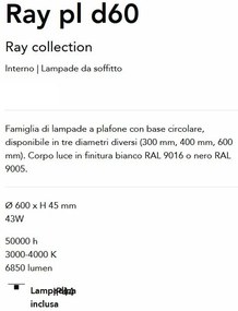 Plafoniera LED XL pentru baie IP44 Ray pl d60 alb
