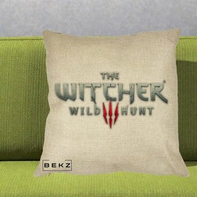 Perna Personalizata The Witcher 3 Wild Hunt, 40x40 cm, Crem, Husa Detasabila, Perna Inclusa, BEKZ®