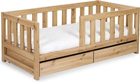 Pat lemn masiv alb pentru tineri Amelie 160×80cm /Stejar - Stejar deschis, Cu functie de dormit