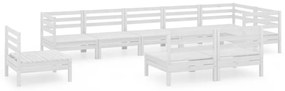 3082905 vidaXL Set mobilier de grădină, 9 piese, alb, lemn masiv de pin