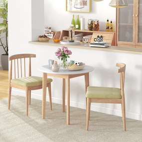 HOMCOM Masă de dining Masă de bucătărie Masă rotundă, design scandinav, 75 cm x 75 cm x 76 cm, Alb + natural | Aosom Romania