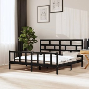 3101367 vidaXL Cadru de pat Super King, negru, 180x200 cm, lemn masiv de pin