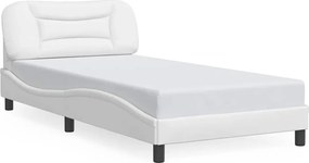 vidaXL Cadru de pat fără saltea, Hvar, alb, 100x200 cm, piele ecologică