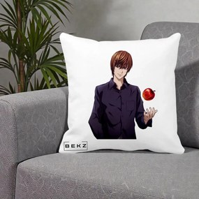 Perna Personalizata Death Note Light Yagami cu Mar, 40x40 cm, Alba Mata, Husa Detasabila, Perna Inclusa, BEKZ®