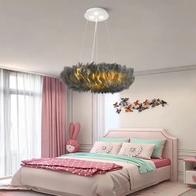 BRILAGI - Candelabru LED suspendat pe cablu FEATHER 3xE27/40W/230V + 3xLED/3W Ø 50 cm, gri
