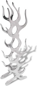 vidaXL Raft pt. vinuri din aluminiu argintiu, formă flacără, 9 sticle