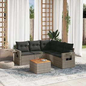 vidaXL Set mobilier grădină cu perne, 6 piese, gri, poliratan