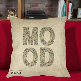 Perna Decorativa MOOD Money Grafic Urban, 40x40 cm, Crem, Husa Detasabila, Perna Inclusa, BEKZ®