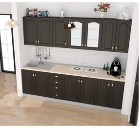 Bucatarie Zebra 2.6m MDF Wenge - frezare mustata
