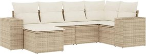 vidaXL Set canapele de grădină cu perne, 6 piese, bej, poliratan