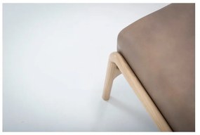 Taburet din piele bovină cu structură din lemn masiv de stejar Gazzda Fawn, maro deschis