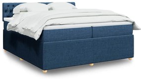 vidaXL Pat box spring cu saltea, albastru, 200x200 cm, textil