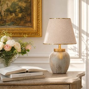 Veioză crem/aurie cu abajur textil (înălțime 47 cm) Yakamoz – Opviq lights