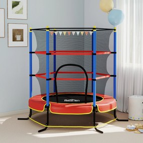 HOMCOM Trambolină pentru Copii 3-10 Ani cu Plasă de Siguranță, Suprafață Elastică cu Țevi Capitonate, Ø175x190 cm, Albastru | Aosom Romania