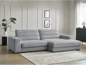 Colțar gri deschis cu tapițerie din catifea (cu colț pe partea dreaptă/cu șezlong) Sierra – Bobochic Paris