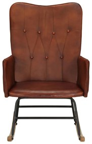 339680 vidaXL Scaun balansoar, maro, piele naturală