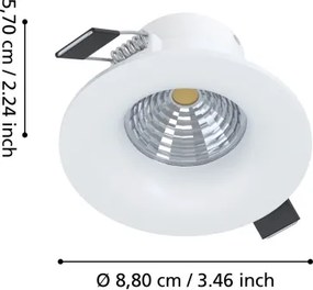 Eglo 902329 - Spot LED dimabil încastrat SALICETO, LED/6,4W/230V, Ø 8,8 cm, alb