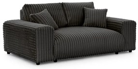 Canapea gri închis cu tapițerie din catifea reiată 178 cm Justin – Ropez