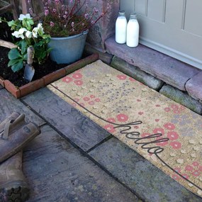 Covoraș de intrare din fibre de nucă de cocos 40x120 cm Hello Scribbly Floral – Artsy Doormats