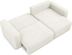 Colțar crem extensibil/cu spațiu de depozitare cu tapițerie din catifea reiată (cu colț pe partea dreaptă/cu șezlong) Kona – Makamii