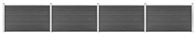 vidaXL Set de panouri de gard, negru, 699 x 105 cm, WPC