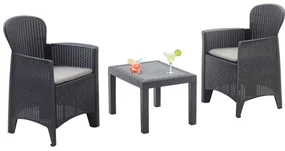 I.P.A.E-Progarden Set grădină AKITA, 3 piese, culoare antracit