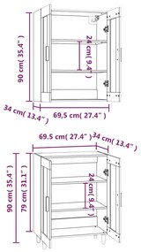 Dulap inalt, stejar sonoma, 69,5x34x180 cm, lemn prelucrat 1, Stejar sonoma