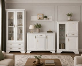 Mobilier living clasic IRYS, pin alb anderson, PAL laminat, 4 piese