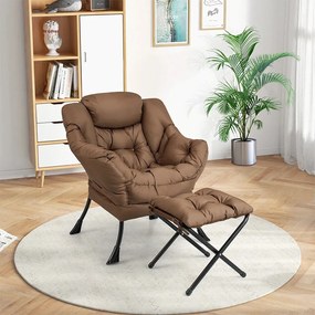 Fotoliu relax cu suport pentru picioare, maro