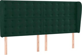 vidaXL Tăblie pat cu aripioare verde închis 163x23x118/128 cm catifea