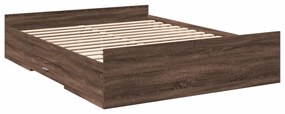 3280292 vidaXL Cadru de pat cu sertare, stejar maro, 150x200 cm lemn prelucrat