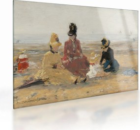 Tablou pe sticlă - Eugène Boudin, On the Beach, Trouville, reproducere (70x50 cm)