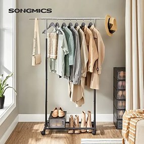 Suport extensibil pentru haine, metal, negru, Songmics